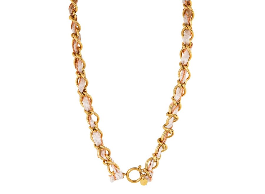 Summer knot beige necklace gold