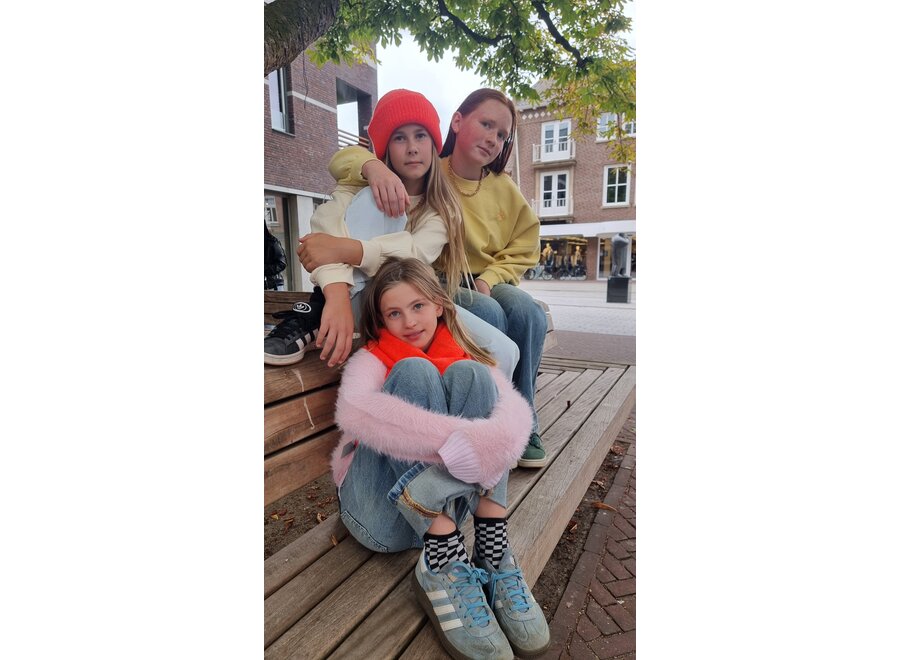 Carla C-Neck Plain Light Rosa Meisjes Trui