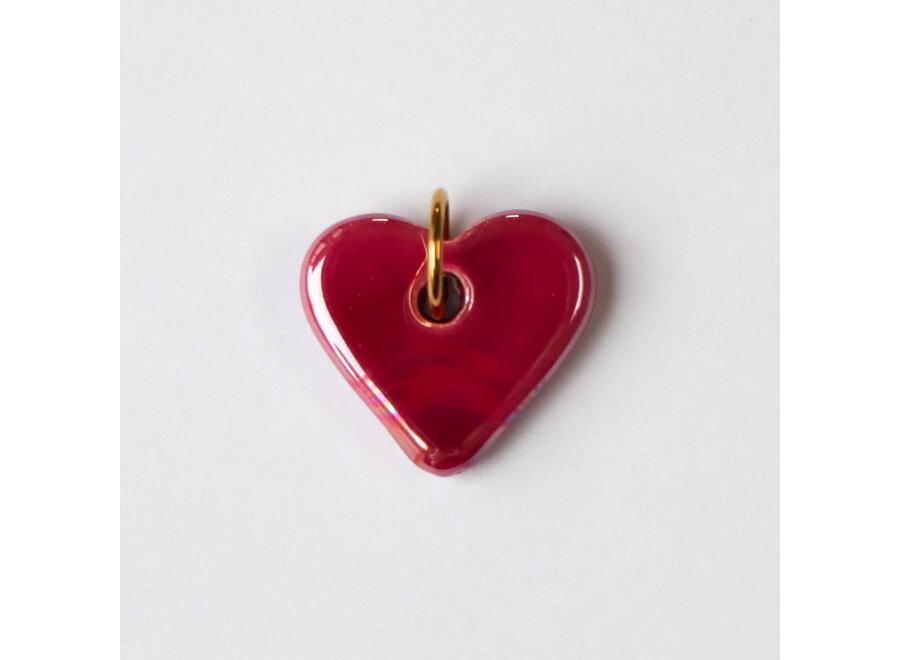 Magenta big heart charm gold