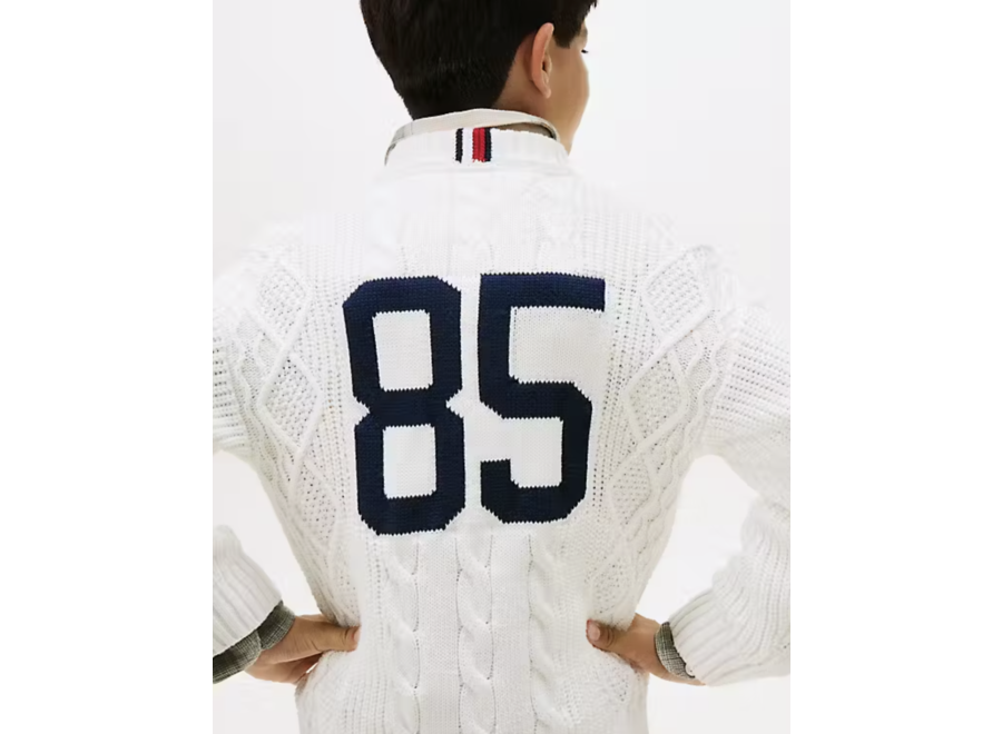 Cotton Cable Mix Gra Ivory Silk Jongens Trui