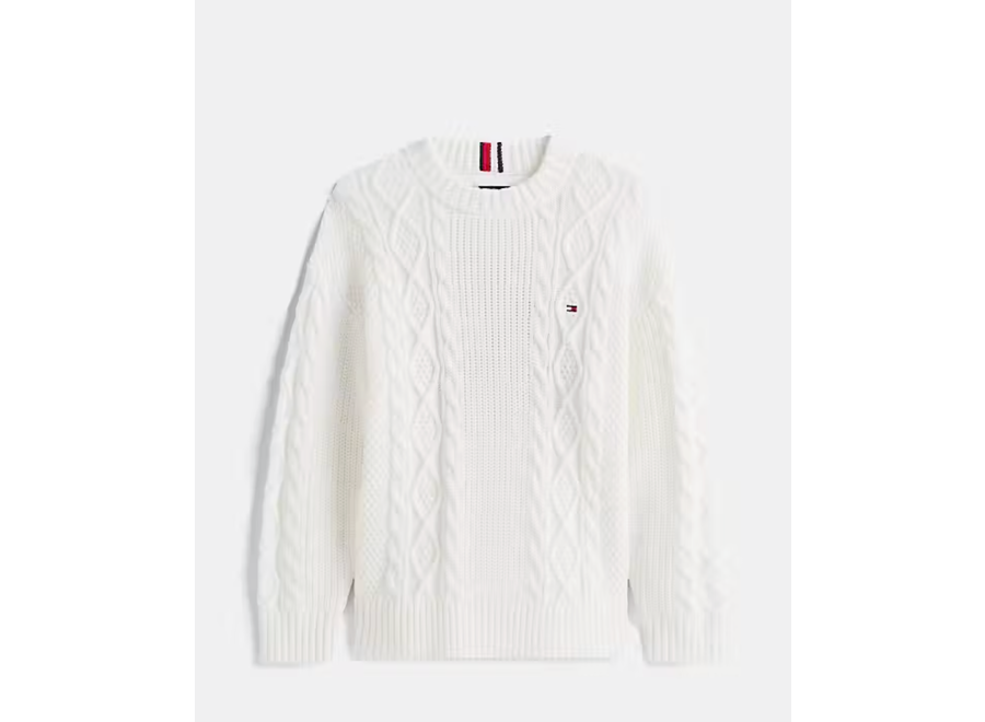 Cotton Cable Mix Gra Ivory Silk Jongens Trui