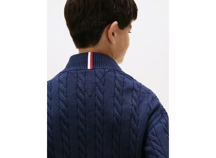 Cotton Cable Half Zi Dark Night Navy Jongens Trui