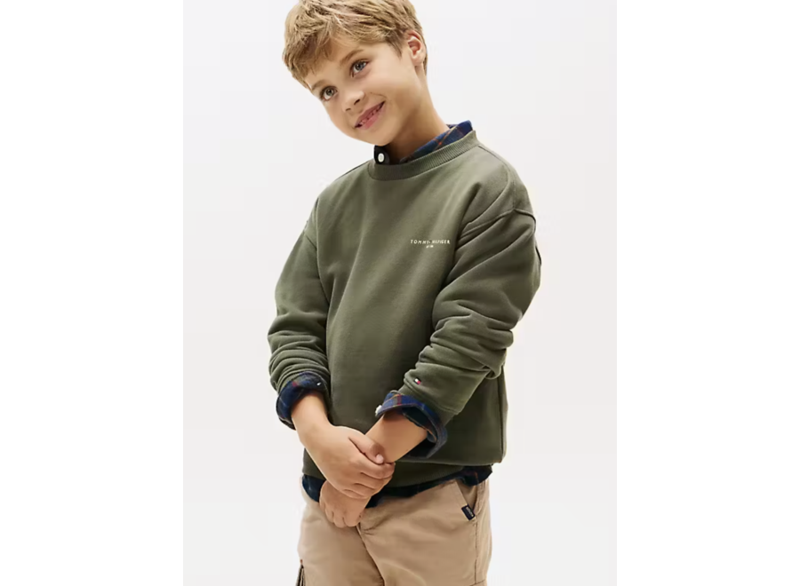 Mini Corp C-Neck Swe Pewter Green Jongens Trui