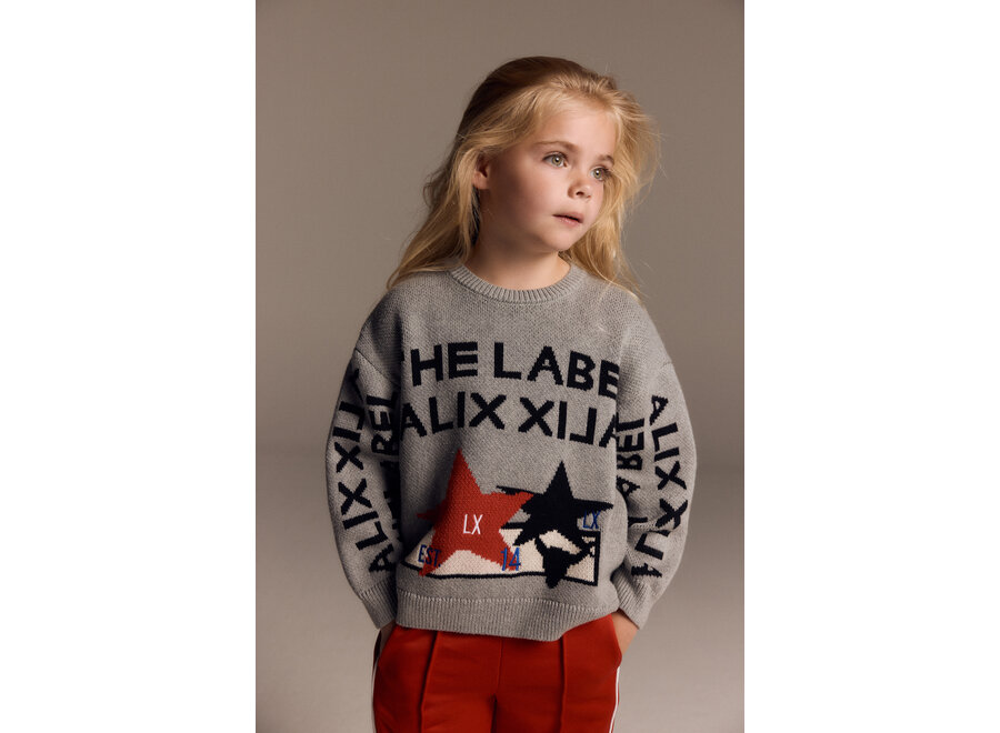 Knitted Jacquard Pullover Soft Grey Melange Unisex Vest