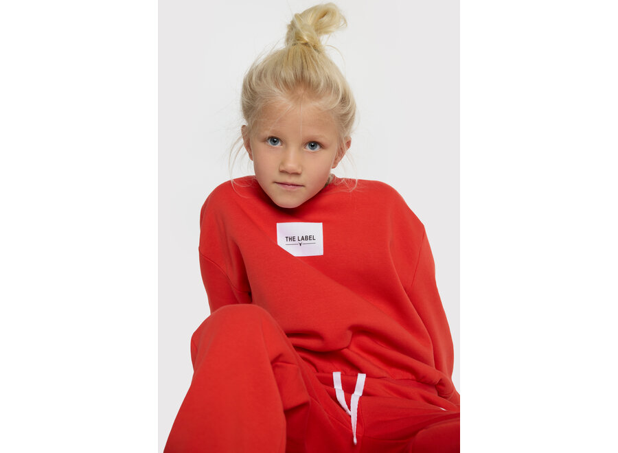 Knitted Label Sweater  Bright Red Unisex Sweater