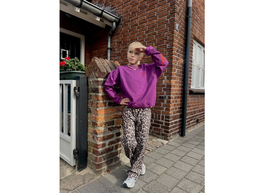 Knitted Bull Sleeve Sweater  Purple Magic Meisjes Sweater