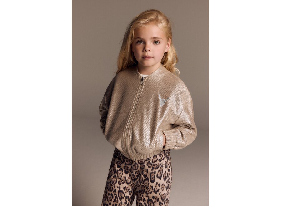 Knitted Silver Bomber   Silver Meisjes Jasje