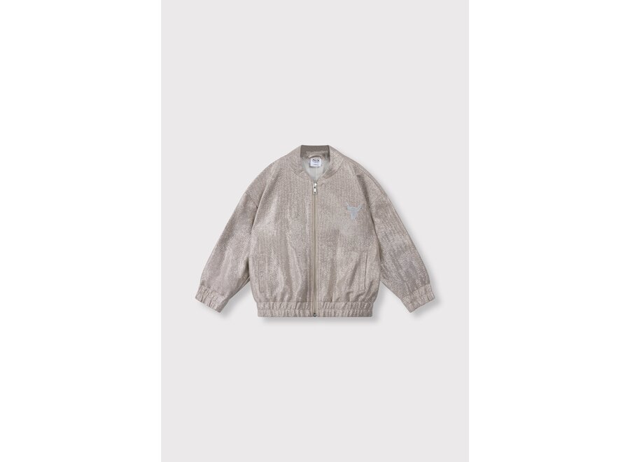 Knitted Silver Bomber   Silver Meisjes Jasje