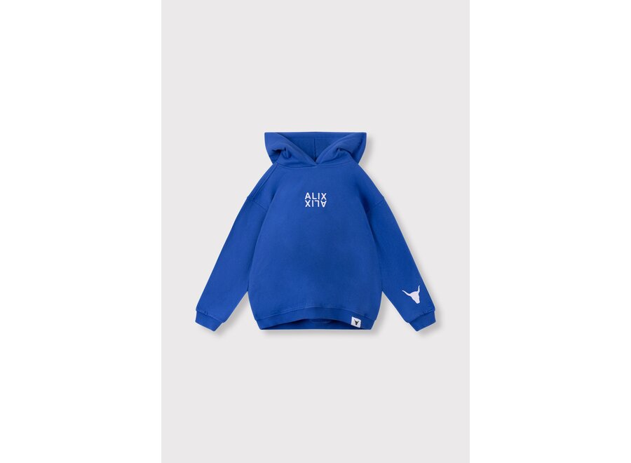 Knitted Logo Hoody   Intense Blue Unisex Sweater