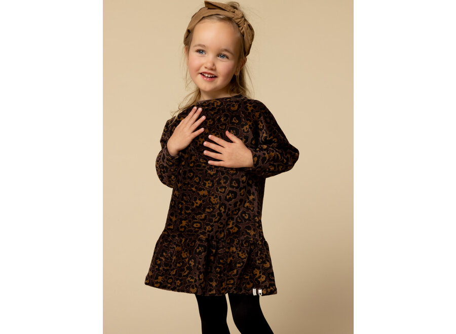 Little Velvet Dress  Velvet Leopard Meisjes  Jurkje