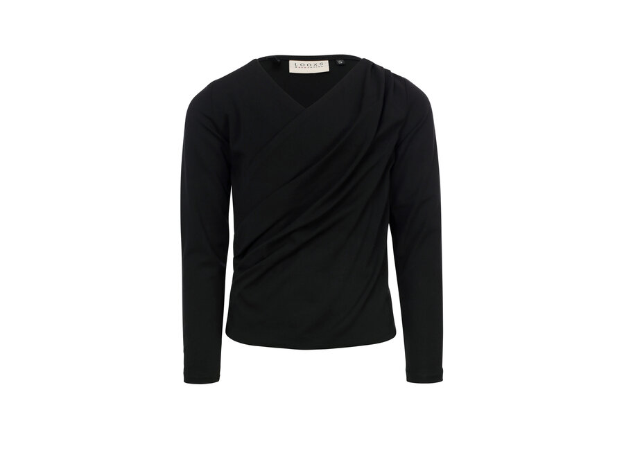 T-Shirt With Drape Black Meisjes T-shirt