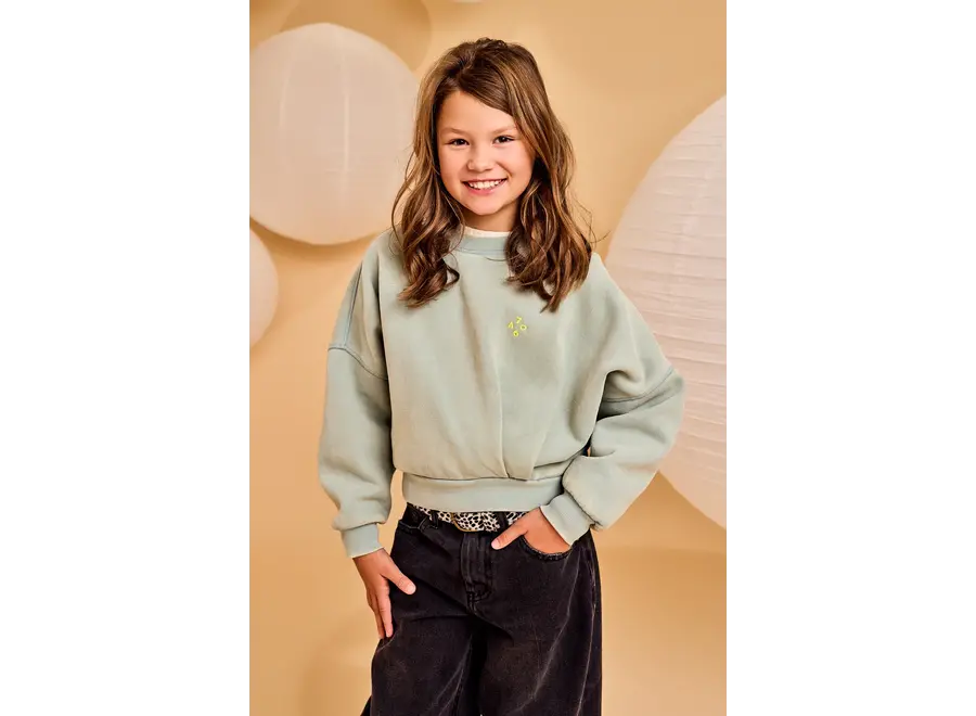 Lys Sweater Square   Light Teal Meisjes Trui
