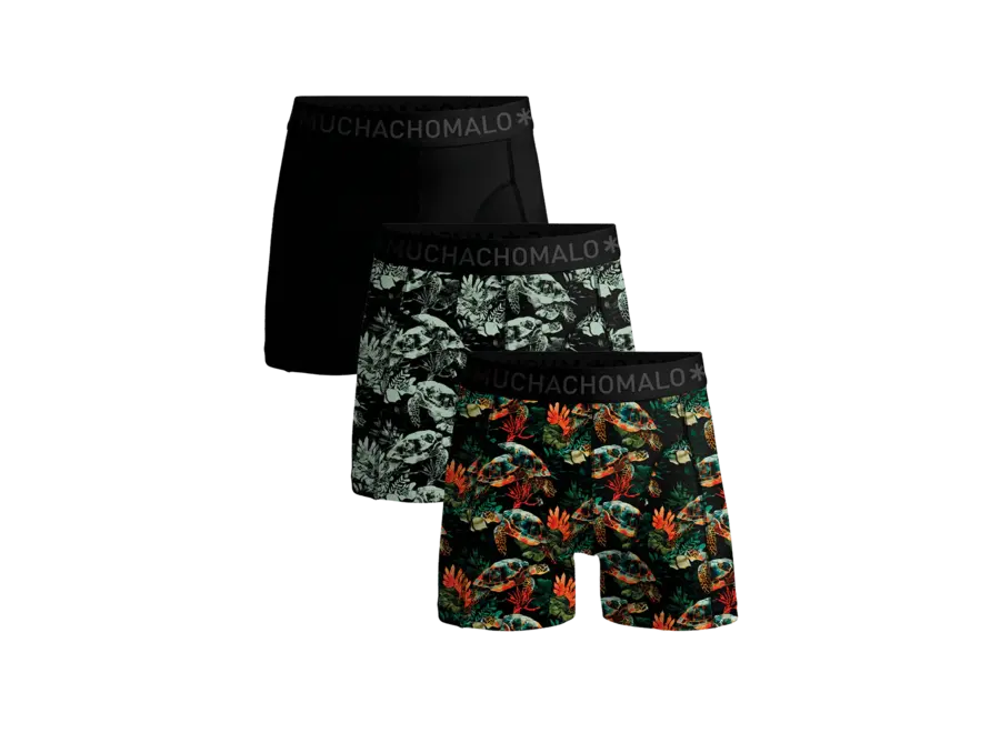 Boys 3-Pack Boxer Shorts Turtle Print/Black Jongens Ondergoed
