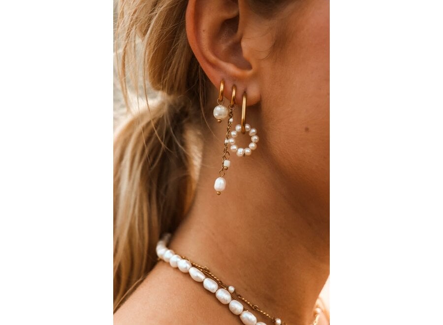 Oval Pearl Hoop Gold Meisjes Oorbel