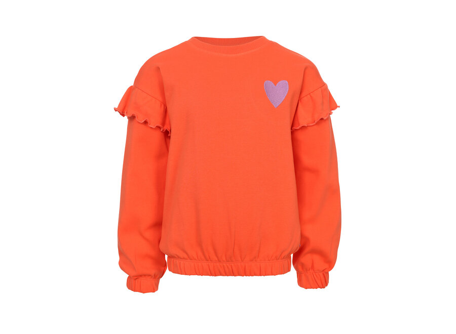 Little Ruffle Sweater  Coral Meisjes Trui