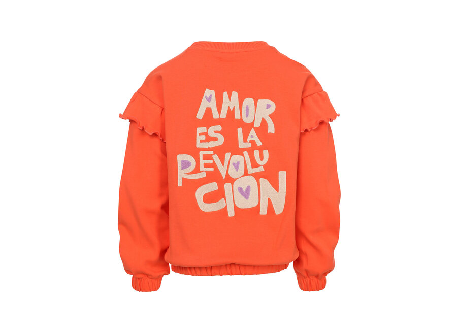 Little Ruffle Sweater  Coral Meisjes Trui