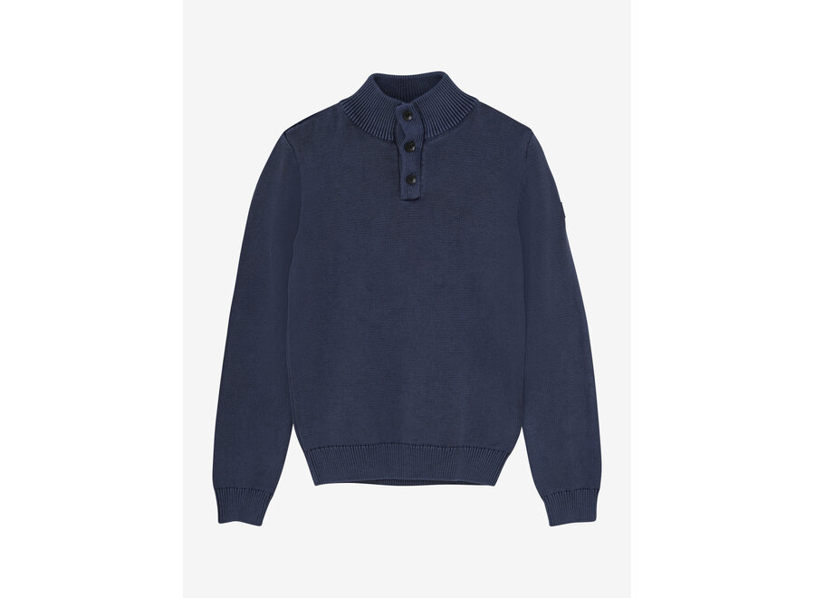 Knitted Col Buttons Washed Night Jongens Trui