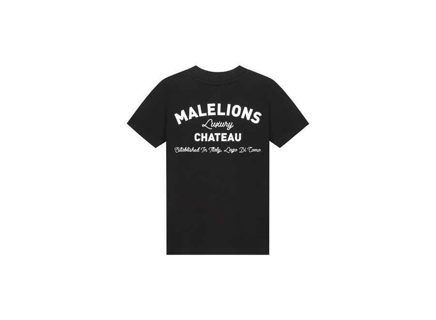 Malelions Junior Relaxed Knitted Collar T-Shirt  Black Jongens T-shirt