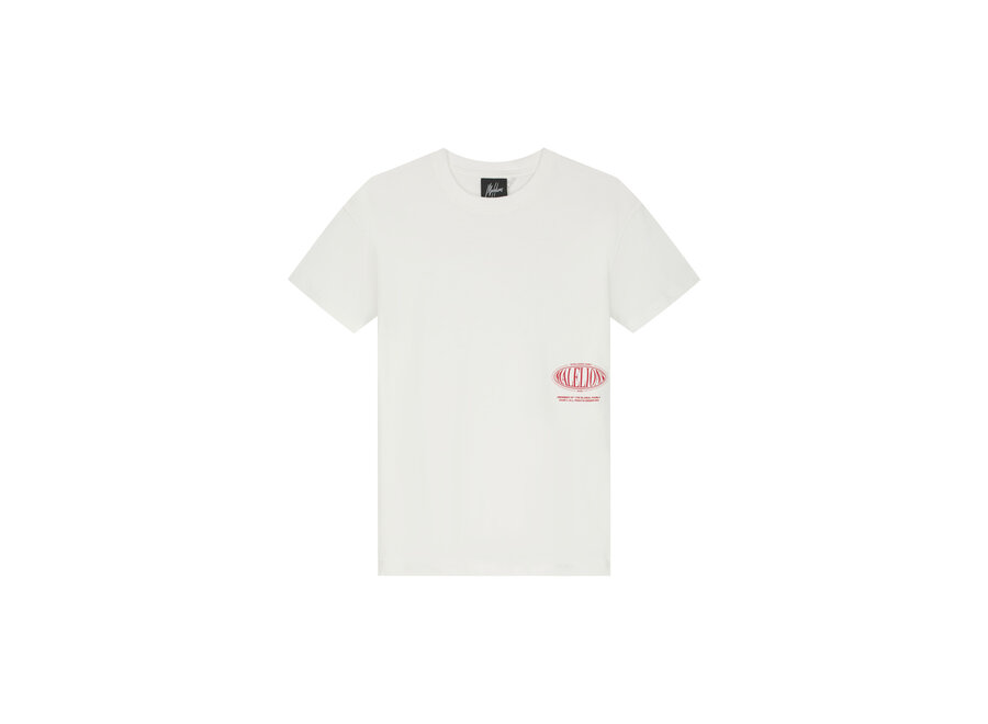 Malelions Junior Relaxed White Heron T-Shirt  Off-White/Red Jongens T-shirt
