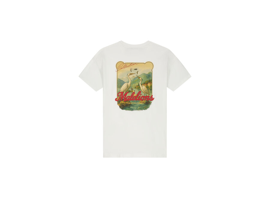 Malelions Junior Relaxed White Heron T-Shirt  Off-White/Red Jongens T-shirt
