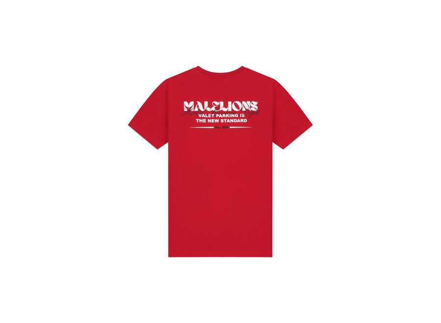 Malelions Junior Relaxed Valet T-Shirt  Red Jongens T-shirt