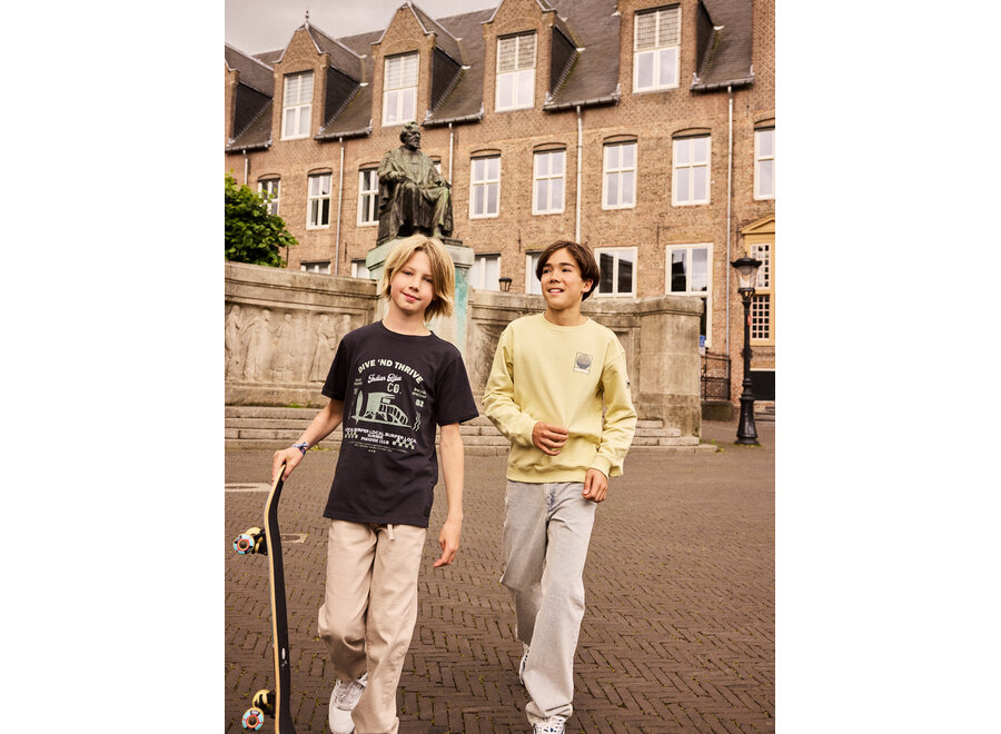 Loose Fit Sweater Backprint  Yellow Jongens Trui