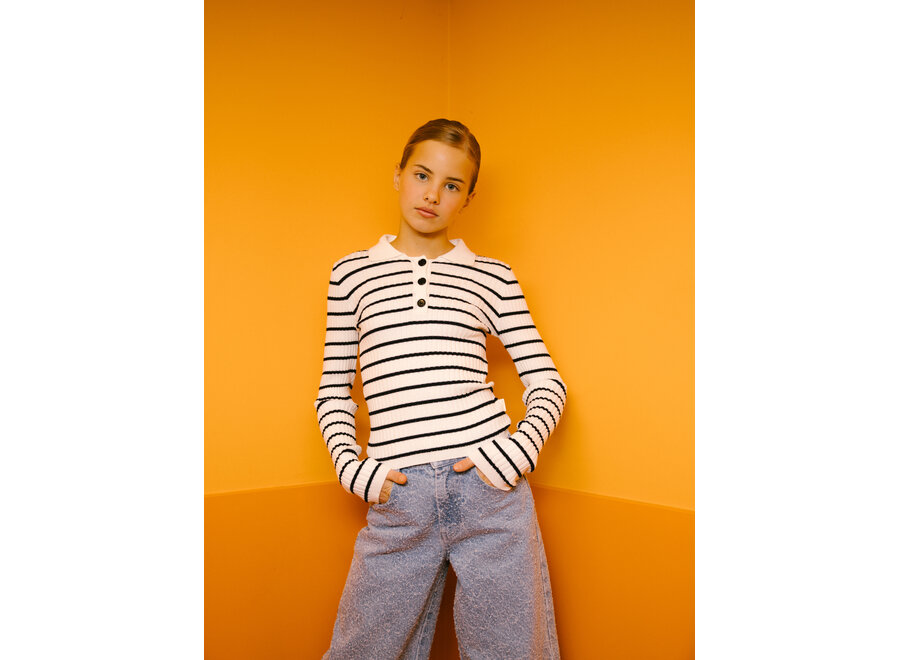 Charly Texture Co  - Blue Denim Meisjes Broek