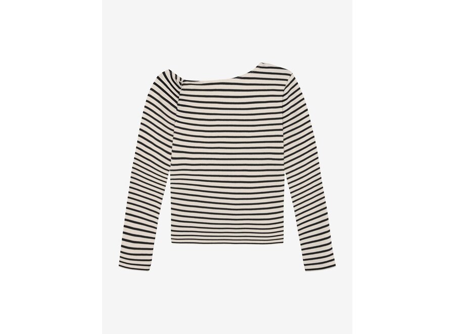 Longsleeve Offshoulder Stripe  Sand Meisjes  T-shirt