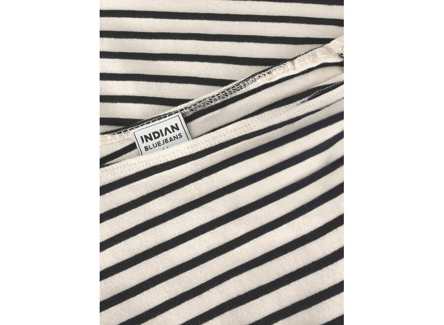 Longsleeve Offshoulder Stripe  Sand Meisjes  T-shirt