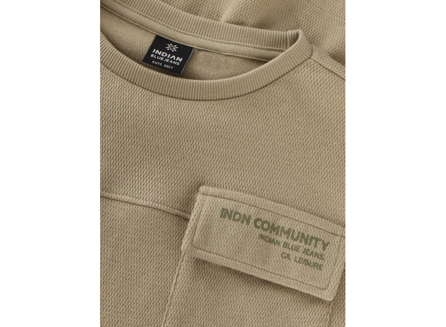 Loose Fit T-Shirt Structure  Sand Jongens T-shirt