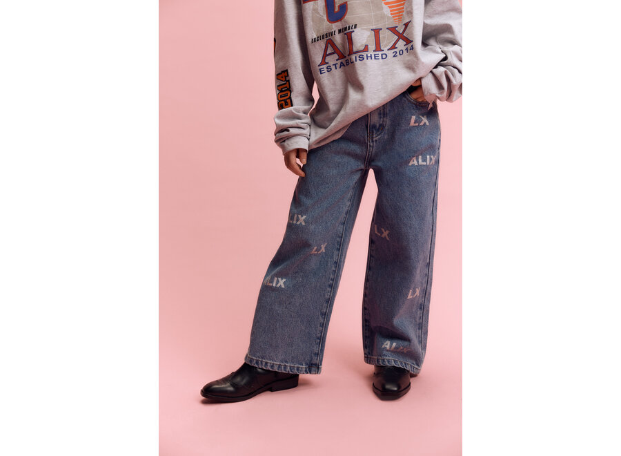 Kids Woven Wide Leg Denim Pants  Denim Blue Meisjes Jeans