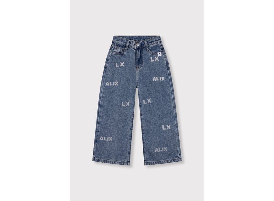 Kids Woven Wide Leg Denim Pants  Denim Blue Meisjes Jeans