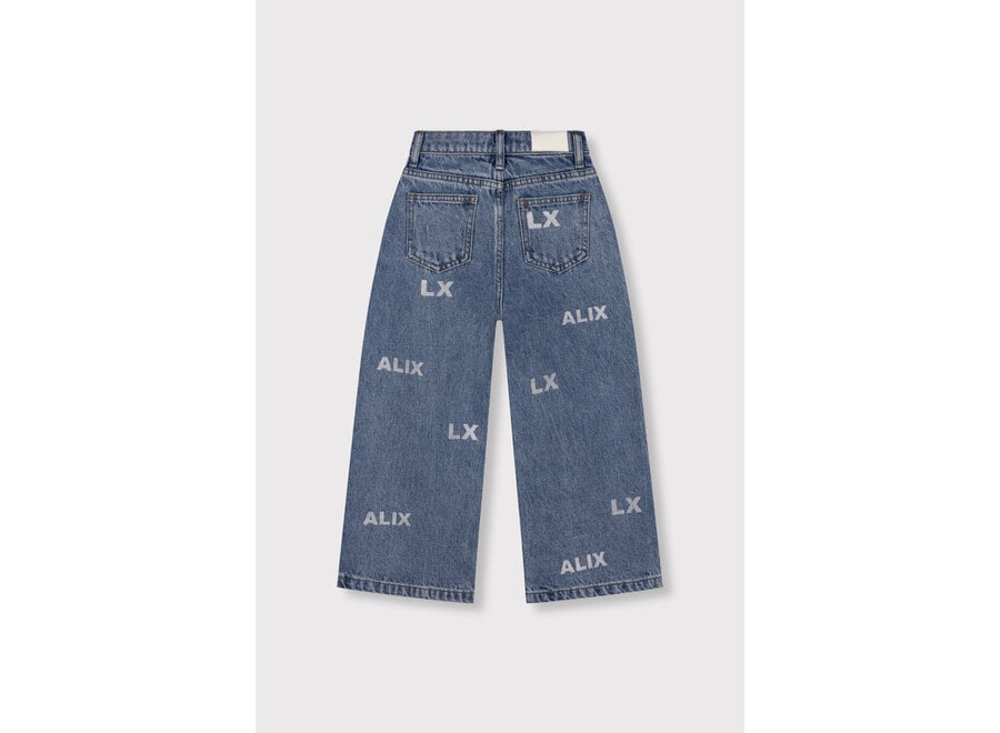 Kids Woven Wide Leg Denim Pants  Denim Blue Meisjes Jeans
