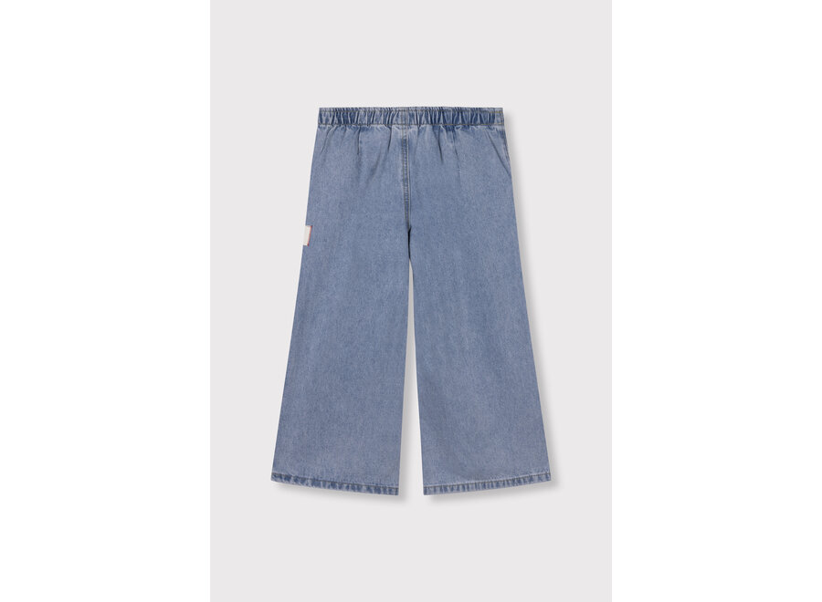 Kids Woven Wide Leg Flowy Denim Pants Light Blue Denim Meisjes Broek