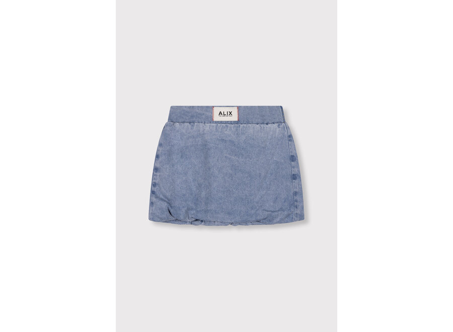 Kids Woven Denim Balloon Skirt  Light Blue Denim Meisjes Rok