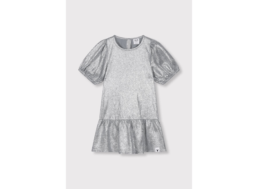 Kids Knitted Structured Dress  Silver Meisjes Jurk