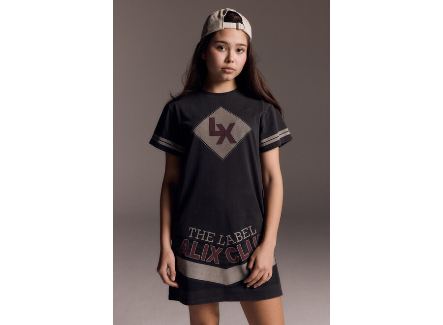 Kids Knitted T-Shirt Dress  Charcoal Grey Meisjes Jurk
