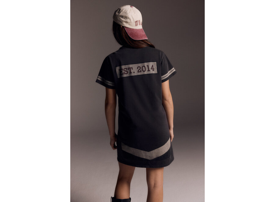 Kids Knitted T-Shirt Dress  Charcoal Grey Meisjes Jurk