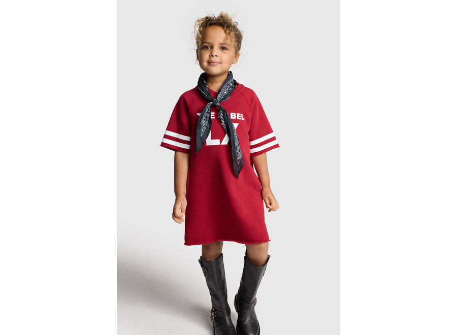 Kids Knitted Sporty Sweat Dress  Cerise Meisjes Jurk