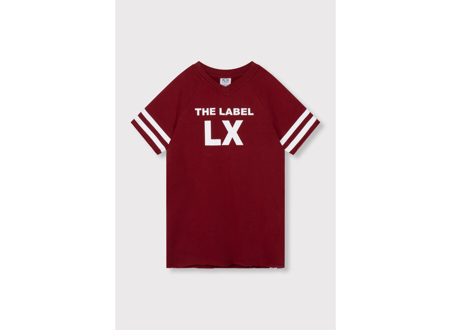 Kids Knitted Sporty Sweat Dress  Cerise Meisjes Jurk