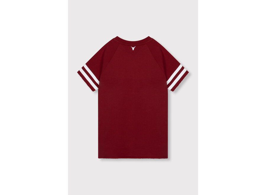 Kids Knitted Sporty Sweat Dress  Cerise Meisjes Jurk