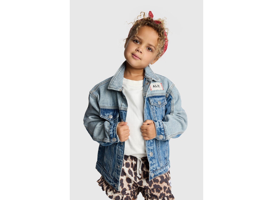 Kids Woven Colour Block Denim Jacket  Denim Blue Meisjes Jasje