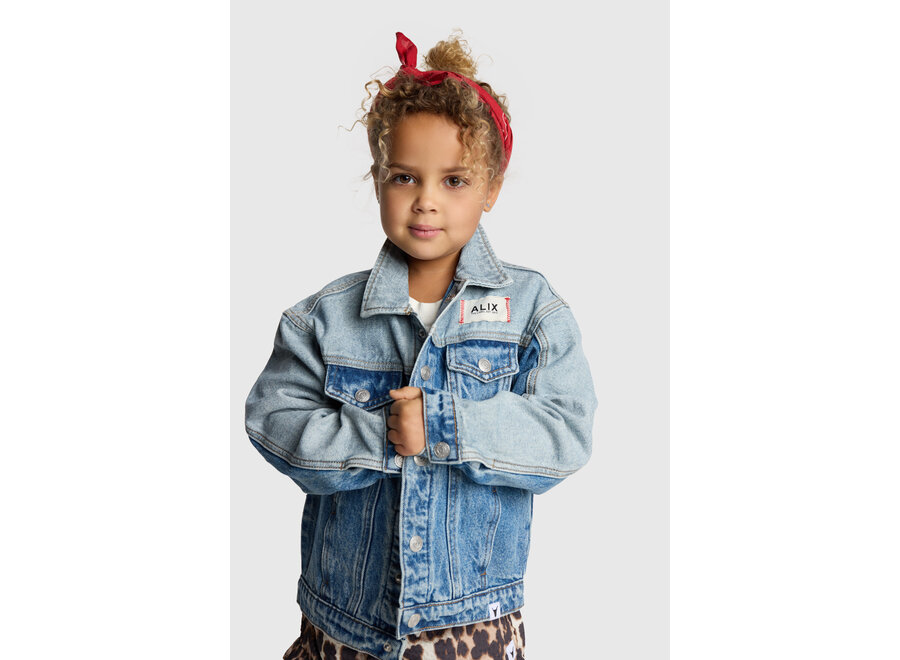 Kids Woven Colour Block Denim Jacket  Denim Blue Meisjes Jasje