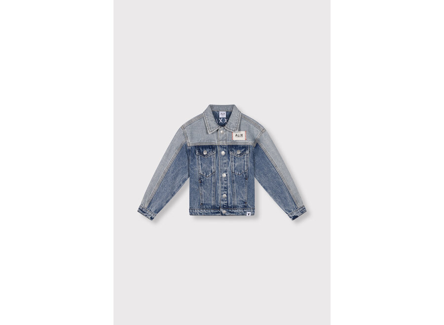 Kids Woven Colour Block Denim Jacket  Denim Blue Meisjes Jasje