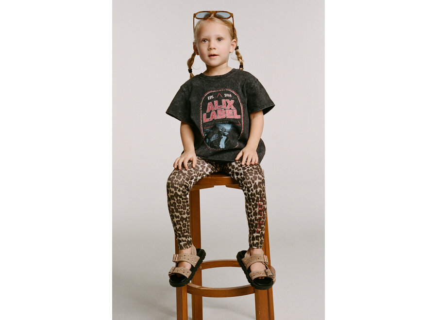 Kids Knitted Band T-Shirt  Charcoal Grey Meisjes T-shirt