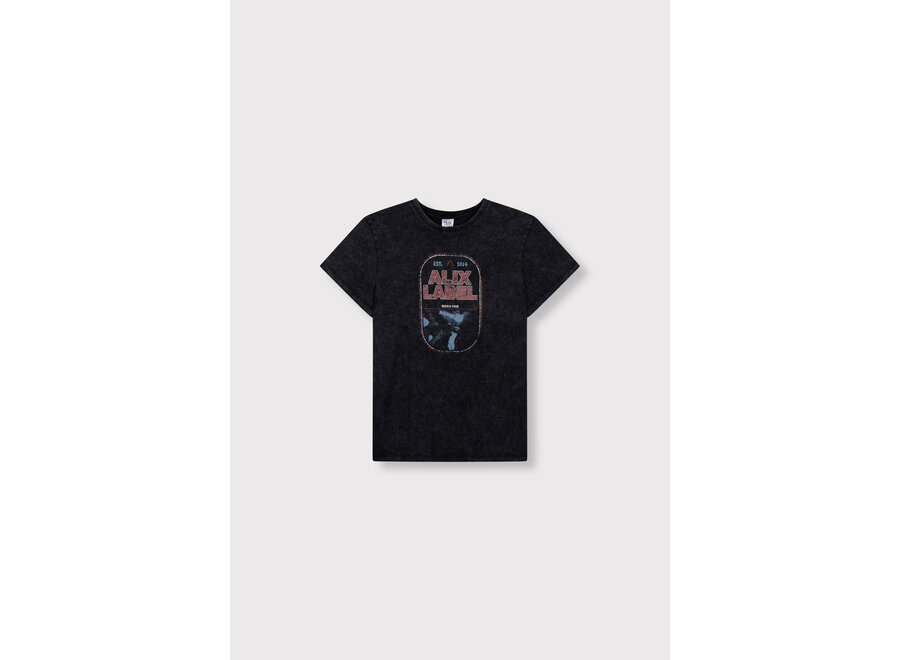 Kids Knitted Band T-Shirt  Charcoal Grey Meisjes T-shirt