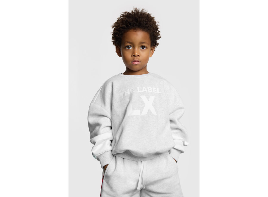 Kids Knitted Sporty Sweater  Super Light Grey Melange Unisex Trui