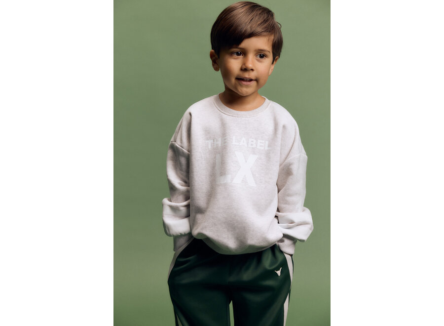 Kids Knitted Sporty Sweater  Super Light Grey Melange Unisex Trui