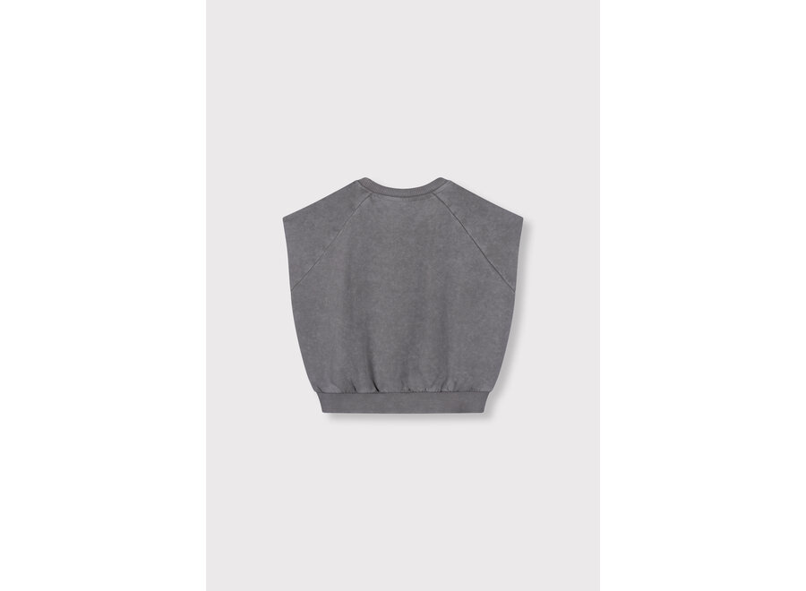 Kids Knitted Sleeveless Sweat  Charcoal Grey Meisjes Trui