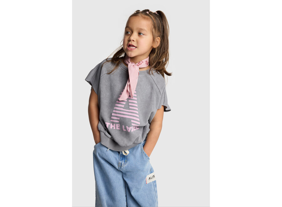 Kids Knitted Sleeveless Sweat  Charcoal Grey Meisjes Trui